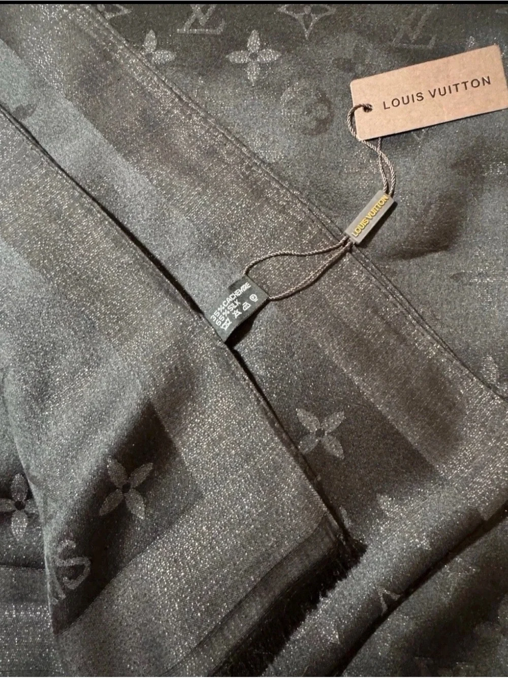 Louis Vuitton Black Monogram Lightweight Soft Scarf